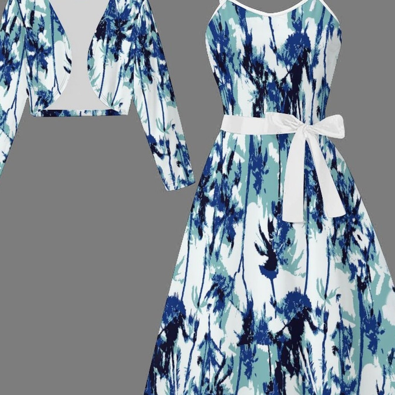 Image of Women's Fashionable, Elegant, And High-end Long-sleeved Jacket And Lace-up Cinched Waist Dress Set Is Versatile, Easy, And . To Worry About Matching, Just As A Set Out . Comfortable And Photogenic