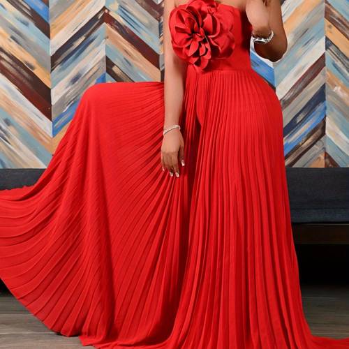 new womens european and hanging neck three dimensional flower solid color wide leg plus size trade jumpsuit