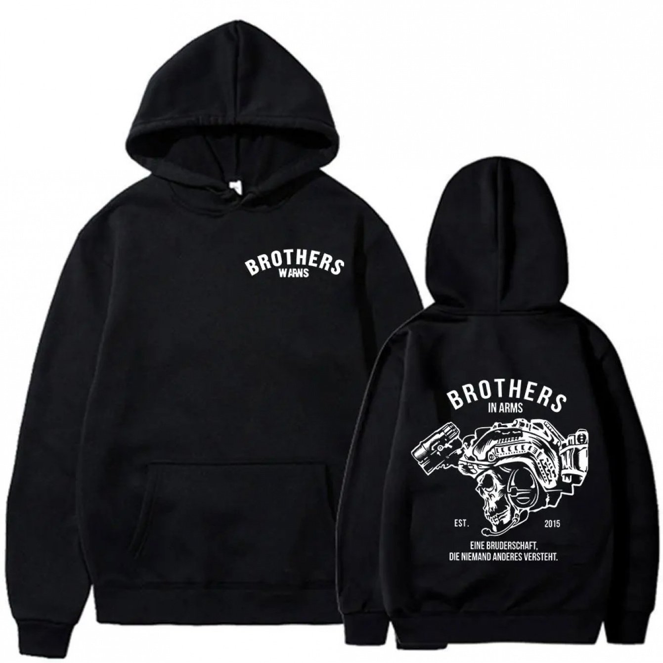 TEMU Cross-border Team Brothers Skull Double-sided Print Hoodie, Unisex Fashion Sport Hooded Sweatshirt