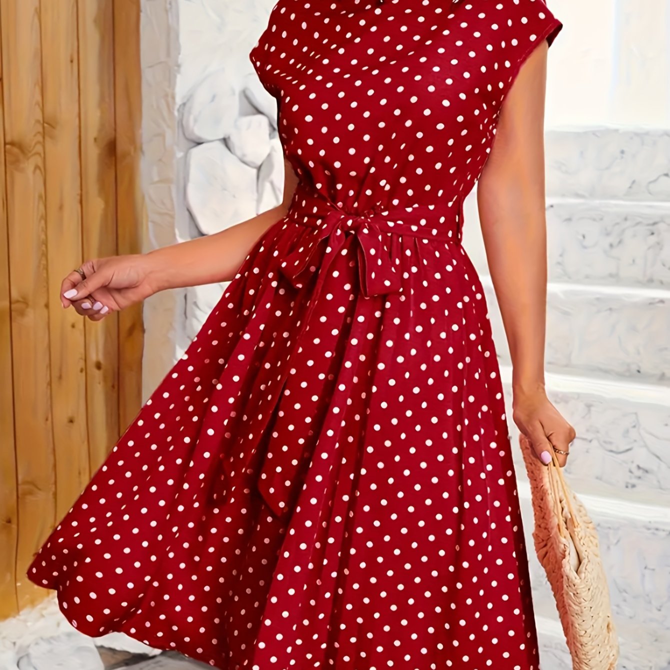 Polka Dot Pleated Dress