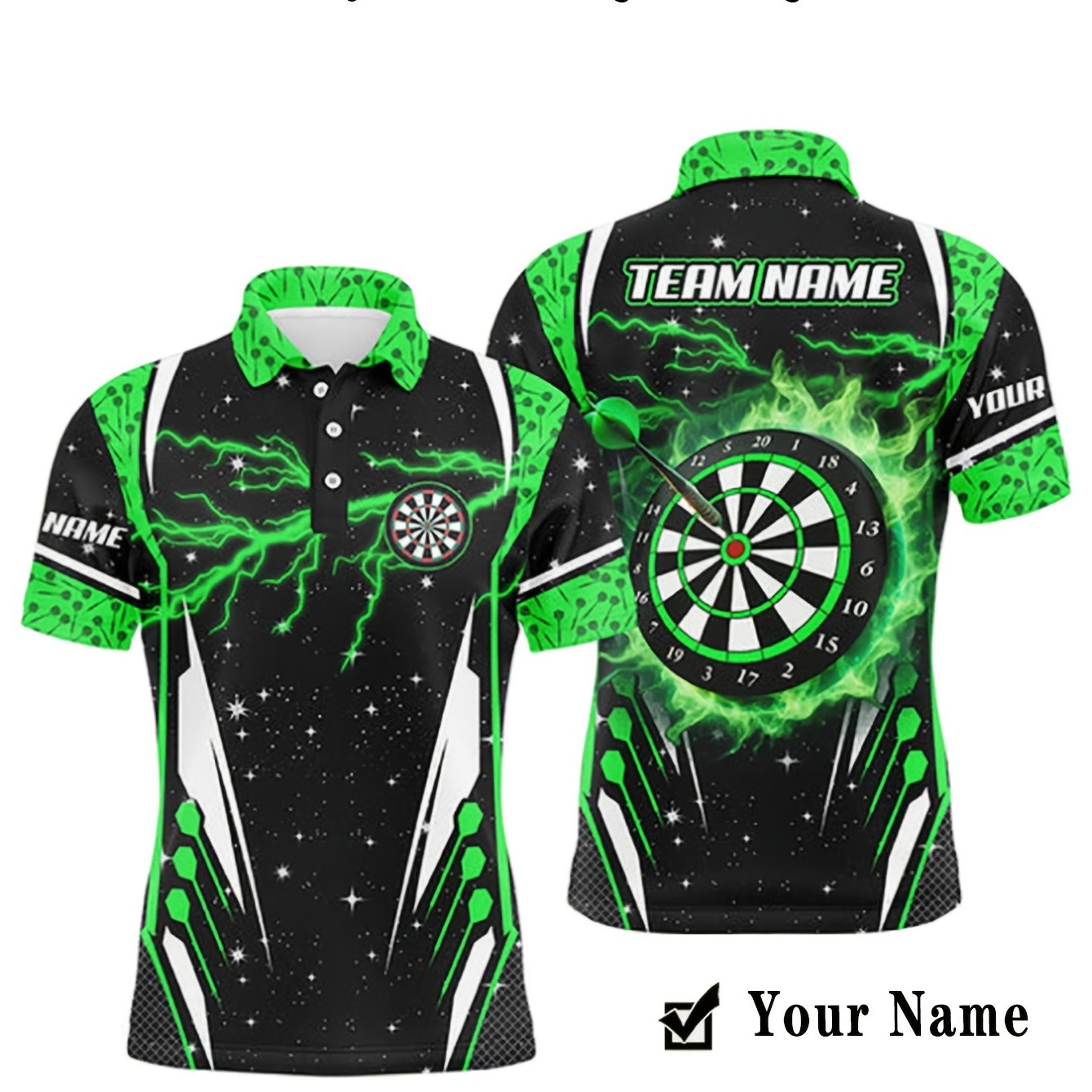 TEMU Custom Darts Team Uniform - Personalized Name & Team Shirts With , Breathable Quick-dry Full-body Print Collar Jersey Suitable For Competitions,