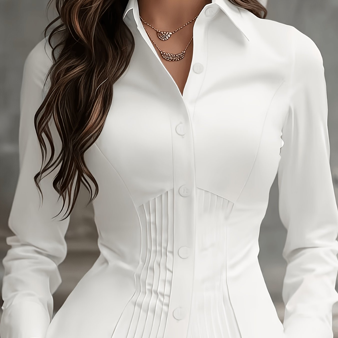 TEMU Chemise de pour femme, couleur unie, coupe ajustée et tendance