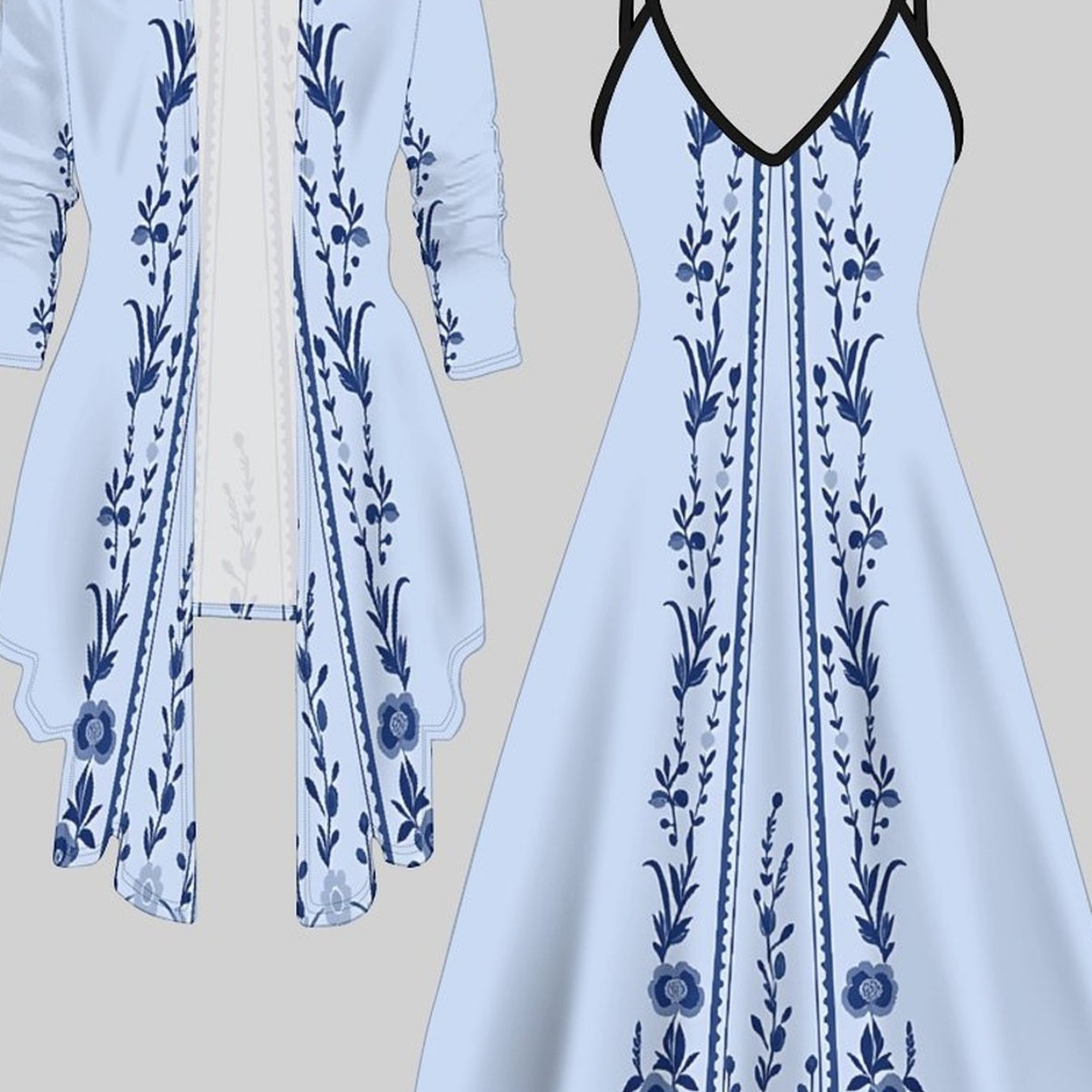 Image of A Two-piece Set Featuring A Long-sleeve Jacket And Camisole Dress, Designed With Totem Print For A Casual Yet Personalized Look, Perfect For Elegant Women's Fashion