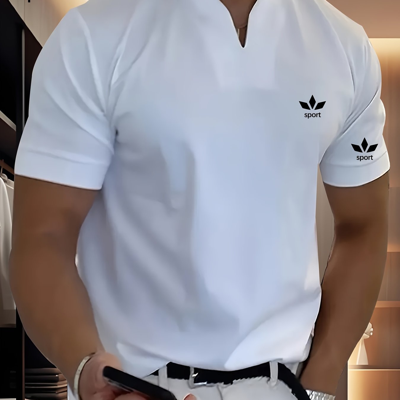 TEMU 2026 New Style Fashion Casual Men's Short-sleeved T-shirt - High-quality Sportive Casual V-neck Short-sleeved Summer Shirt T-shirt