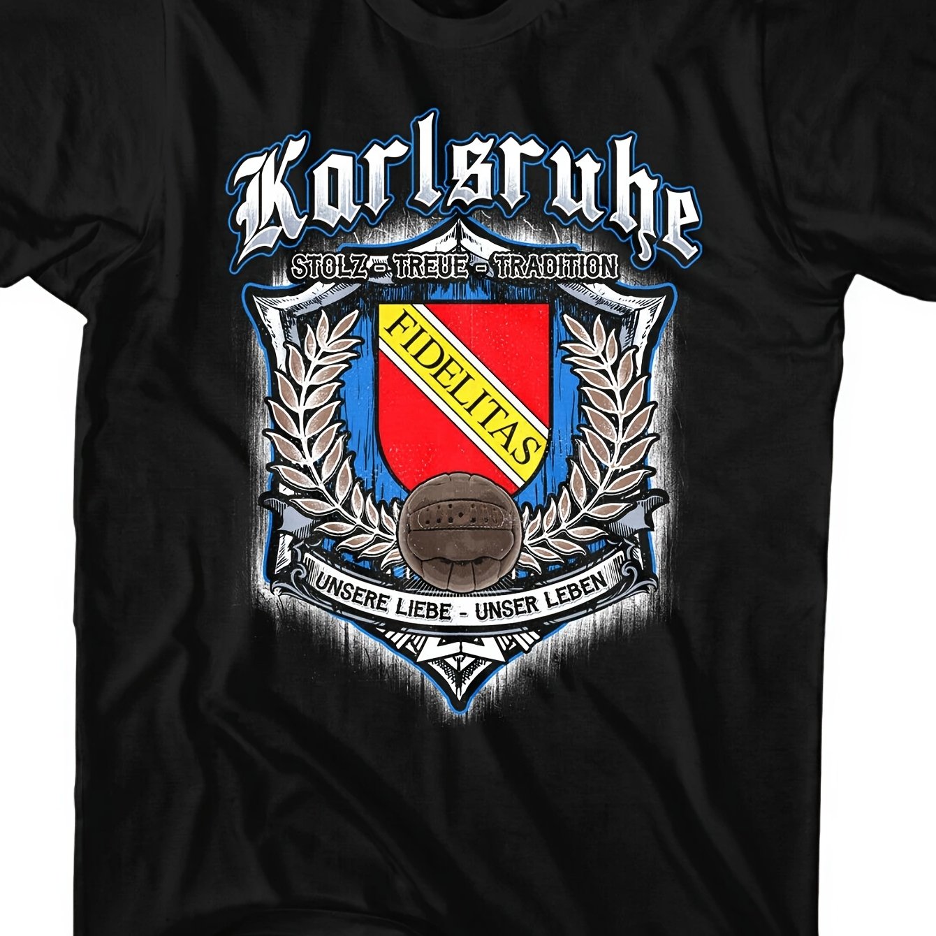Image of Forever Karlsruhe Men's T-shirt | Football Jersey Fan Gift Ultras Men's Breathable Summer T-shirt, German Football Fan T-shirt, Suitable For Outdoor Sports And Parties. Size S-3xl