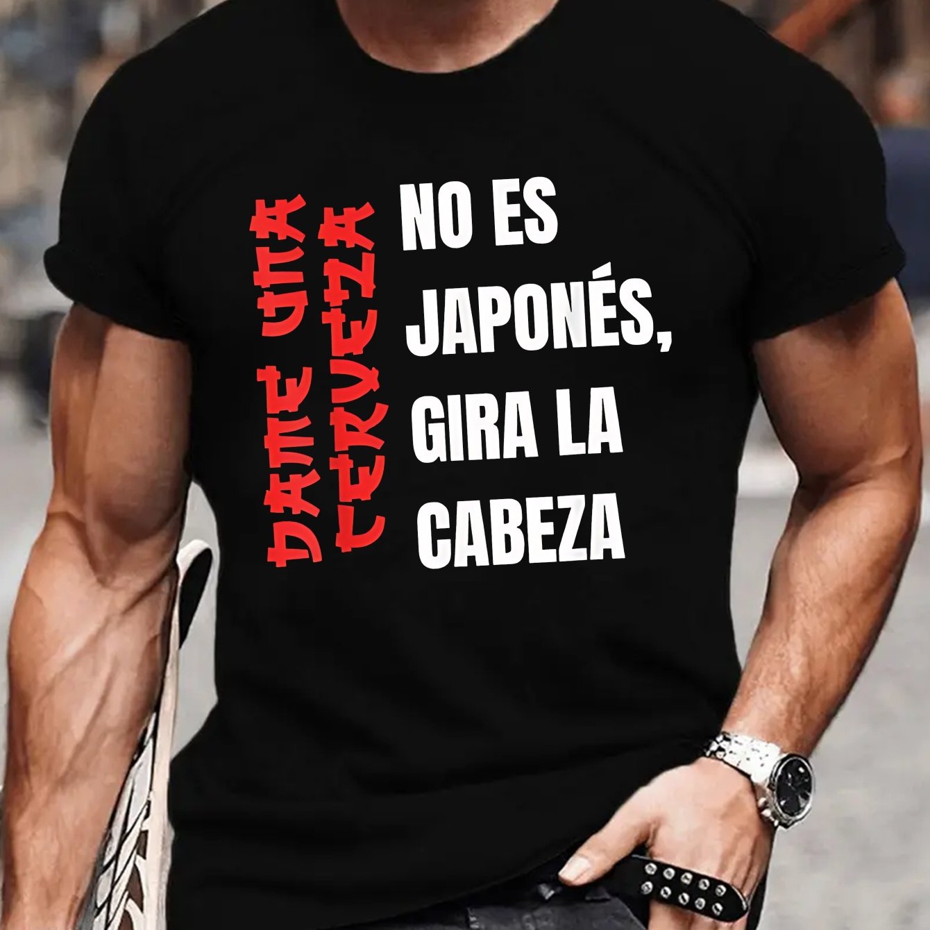 TEMU Camiseta para hombre con en español - Texto en español con frases en español, camiseta casual de manga corta y cuello , para aprender español,
