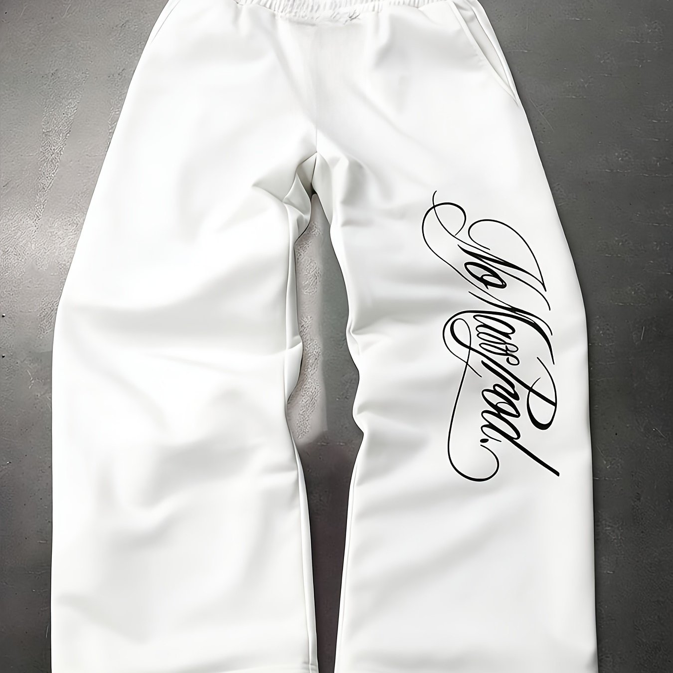 TEMU Men's All-match Letter Signature Print Wide-leg Pants, Loose Casual Athletic Trousers, Spring/autumn Men's Outdoor Home Casual Long Pants
