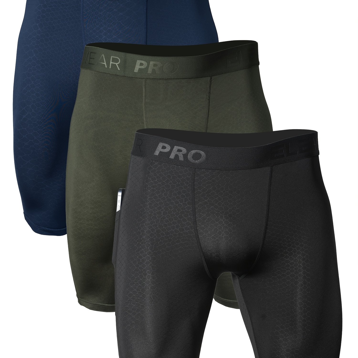 TEMU Conjunto de 3 bóxers deportivos para hombre, shorts de fitness para correr con bolsillos , bolsillo interior con dobladillo, relieve de ,