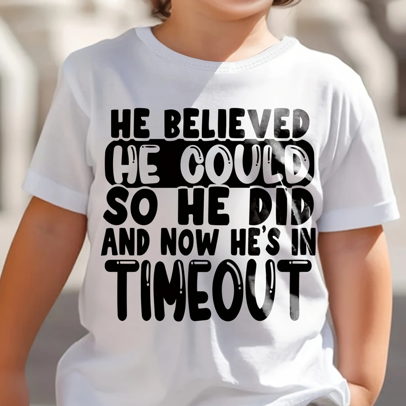 TEMU 1pc New Summer Boy He Believed He Could So Short Sleeved 100% T-shirt Comfy Casual Tees For Boys