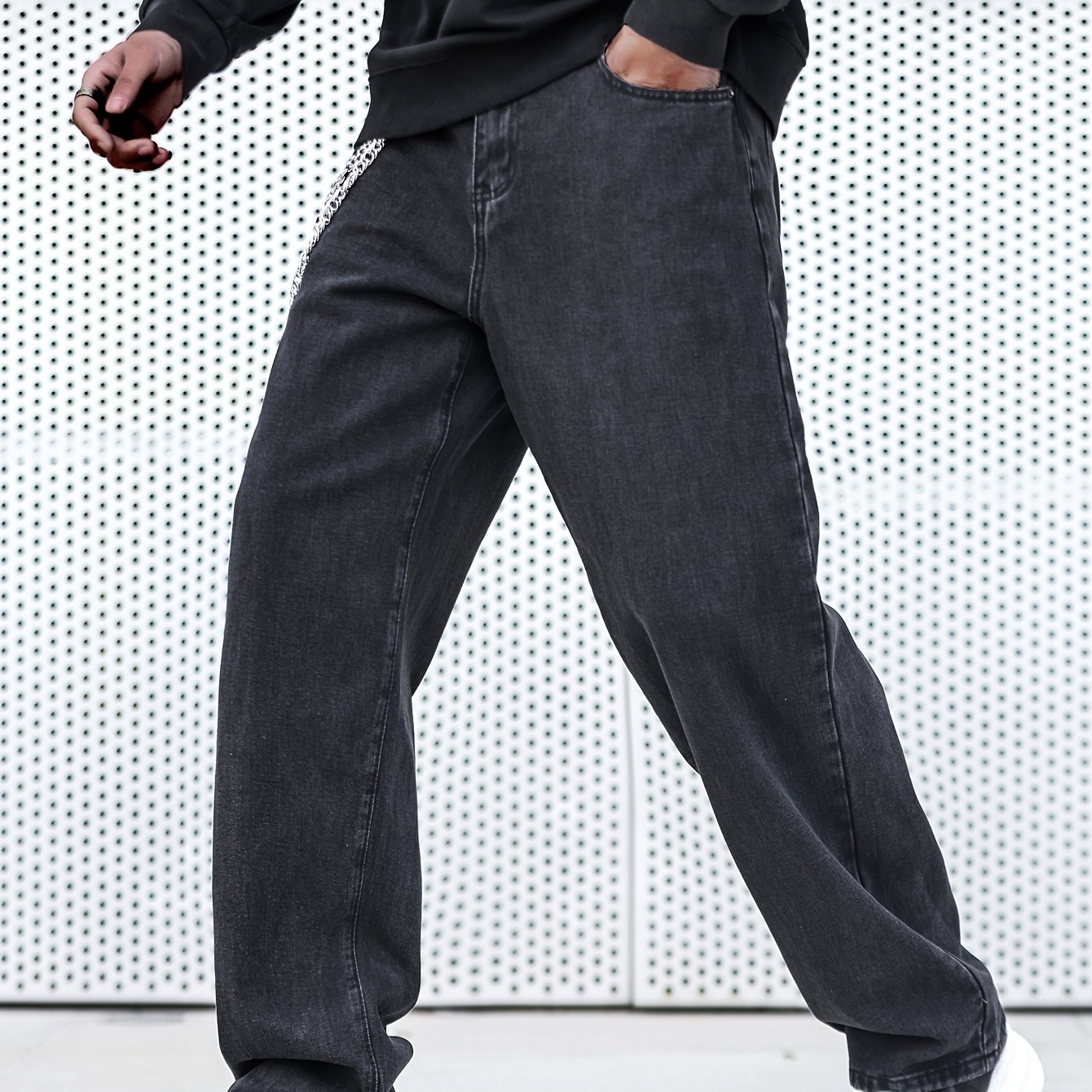 Black Loose Men's Everyday Casual Pants Overalls