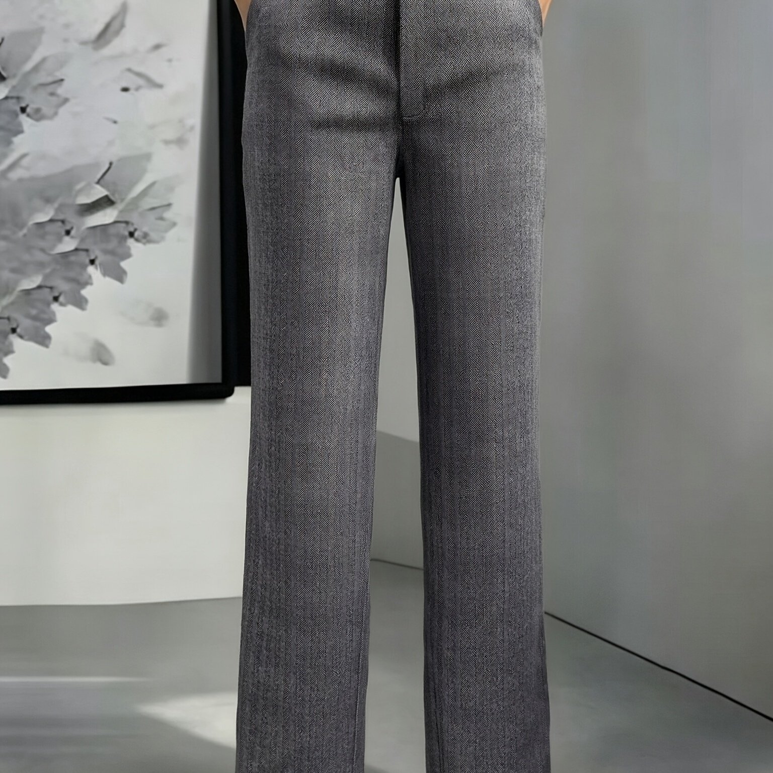 TEMU Women's Wide-leg Dress Pants Suitable For Commuting & Work - Elegant Blazer-compatible Trousers, Machine Washable - Business Pants, Loose