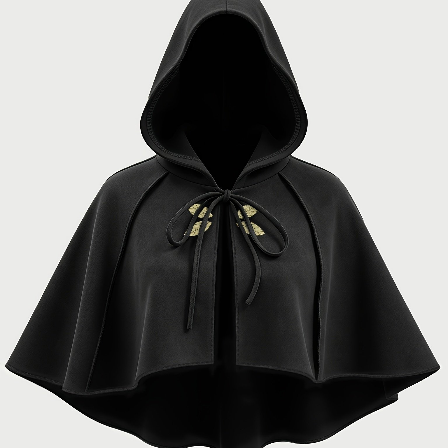 TEMU Cape courte rétro à capuche pour femmes, écharpe extérieure brodée de feuilles, NYWAA