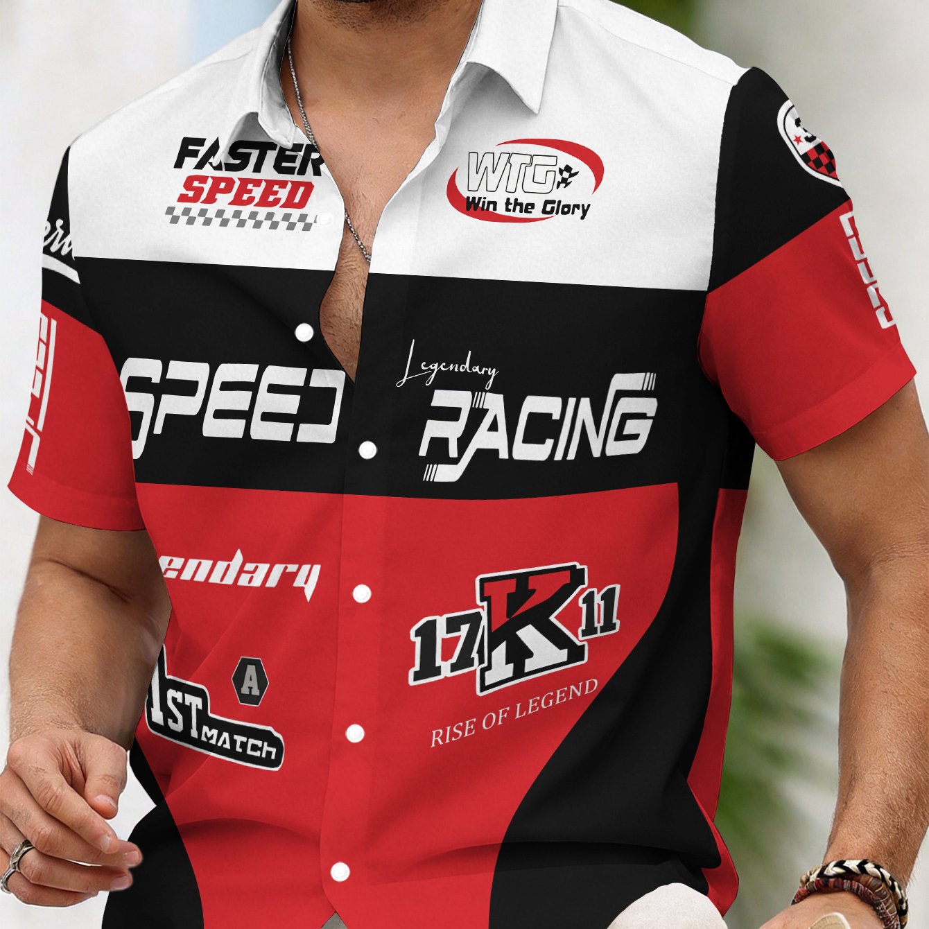 TEMU [printeddesign-not Textured] 2026 Track Short-sleeve Shirt. Breaks The Of Standard Race-watching Attire. The Nostalgic Motorcycle Graffiti Print