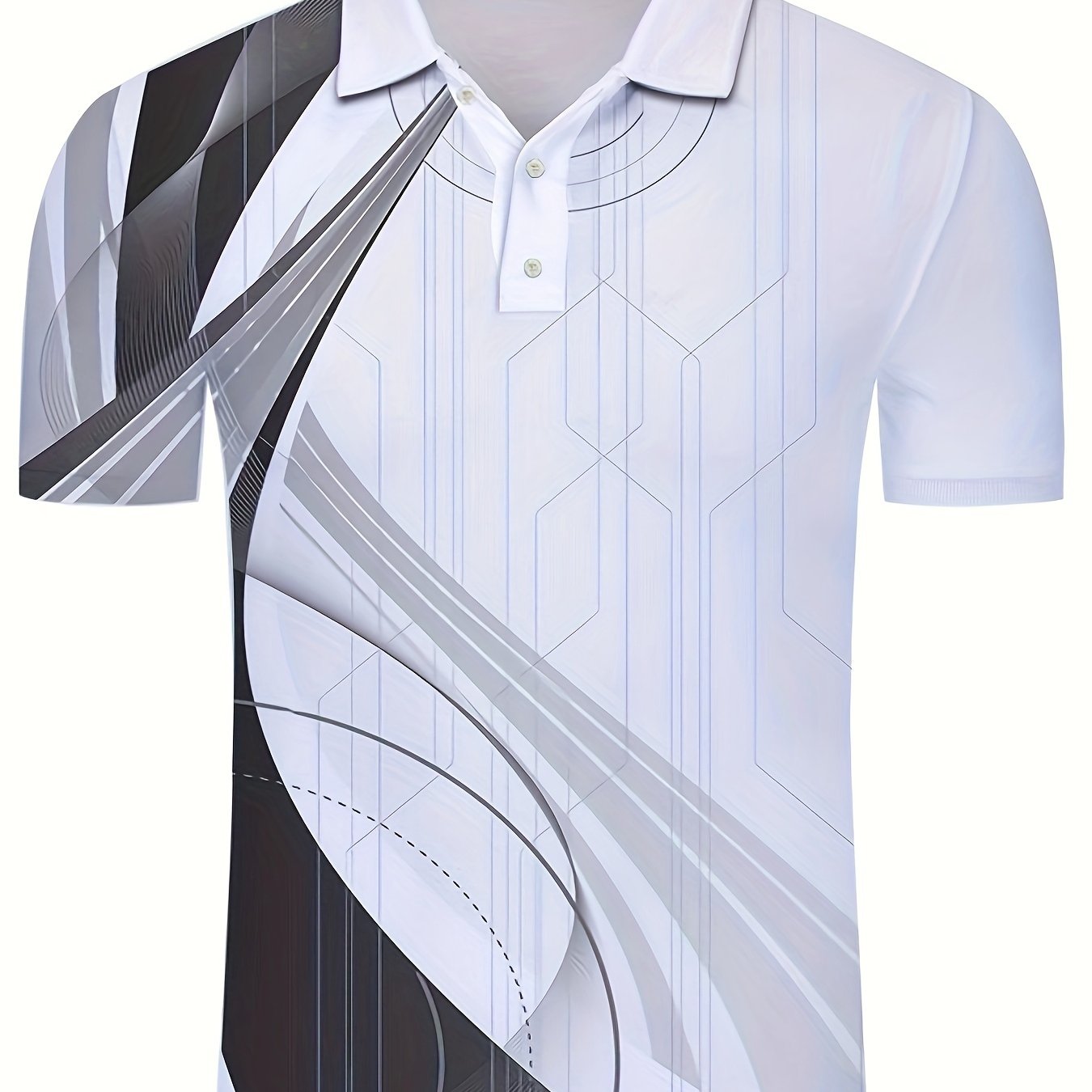 TEMU Men's Breathable Button-up Shirt With Lapel Collar & Short Sleeves - - Golf & Casual T-shirt Suitable For Golfing, Office, Semi-formal Wear,