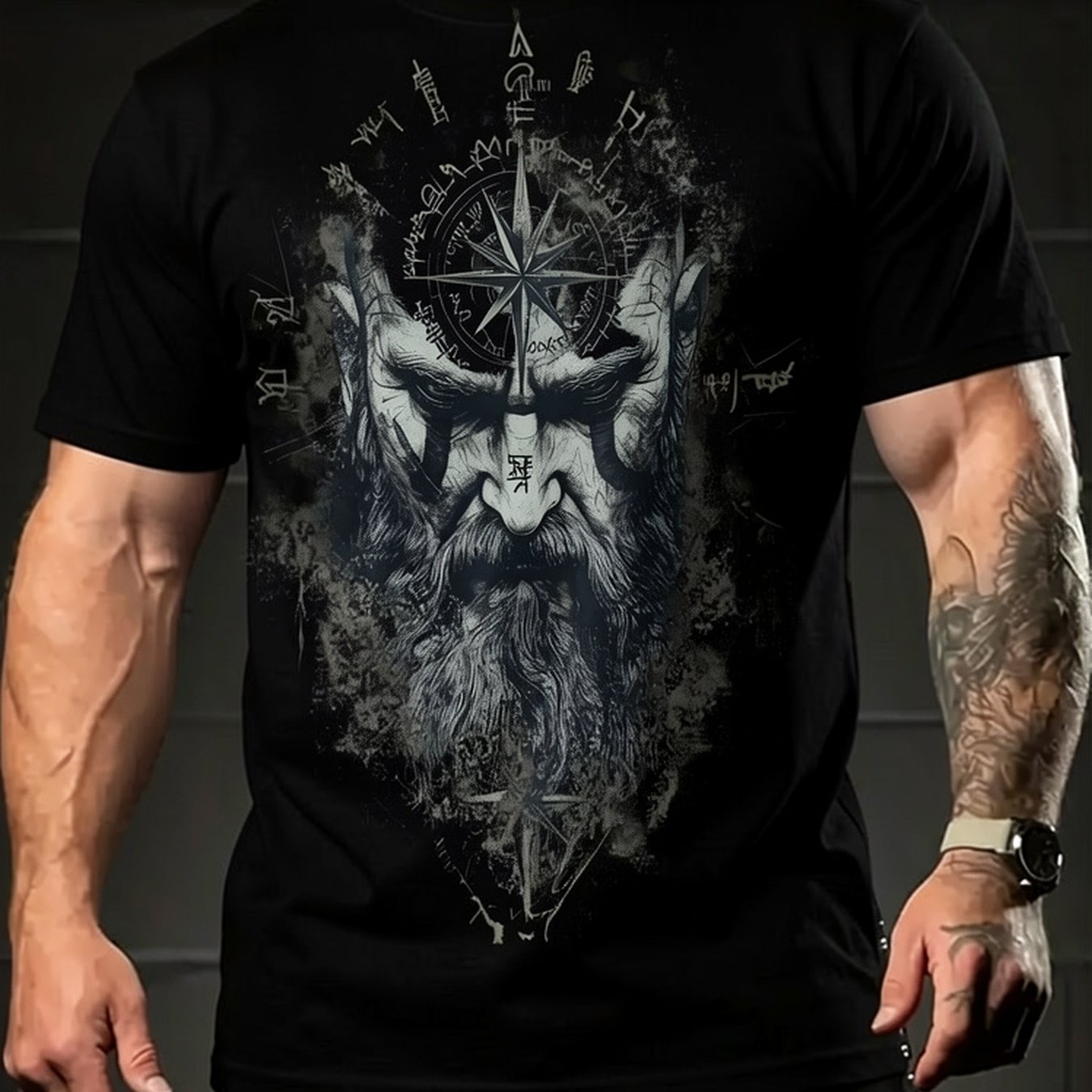 Summer Men's Fashion Old For Man Digital Printed Pattern T-shirt, Suitable For Outdoor Leisure Sports Outdoor Short-sleeved T-shirt Top, Plus Size