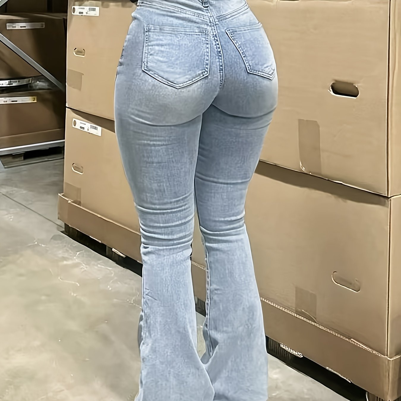 Image of Women's High-stretch Jeans Flare Pants