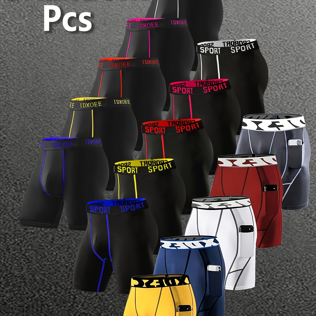 TEMU Random 5pcs Men's Boxer Briefs, Soft Breathable Stretch Underwear For Sports And Daily Wear, Solid Color Fit Boxer Shorts, Lightweight Lifestyle