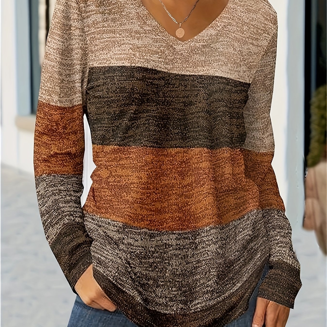 V-neck Long-sleeved Autumn And Winter Style