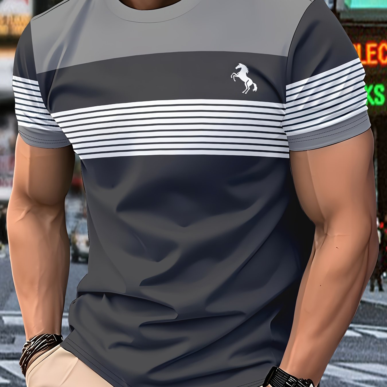 TEMU Men's Casual T-shirt - Lightweight Polyester Outdoor Commuting And Vacation Wear. Machine Washable. Suitable For . Comfortable For Wear. |