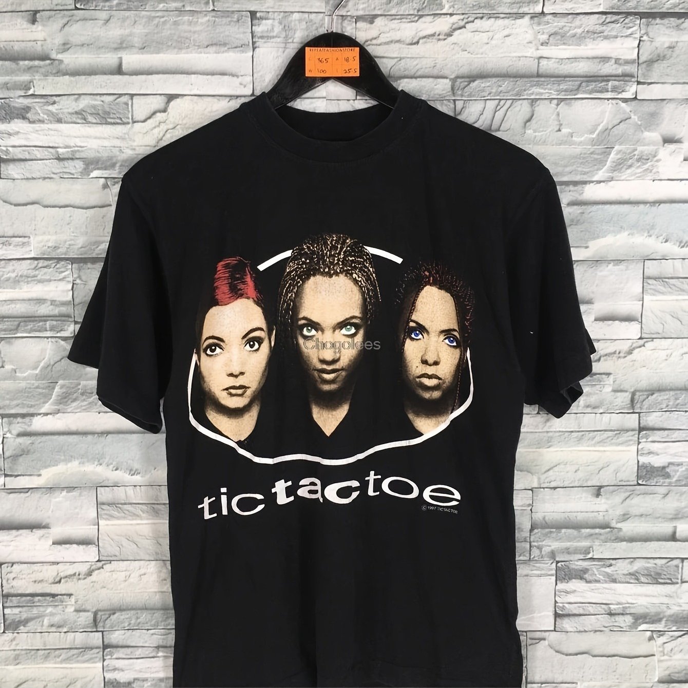 1997 Retro Concert Tee Featuring A Vintage 90s Tic Tac Toe German Band, Showcasing An Iconic Logo Of Female Rappers And A -toe Grid Design, Perfect For Fans Of Band Shirts And Hip Hop Graphic Tees