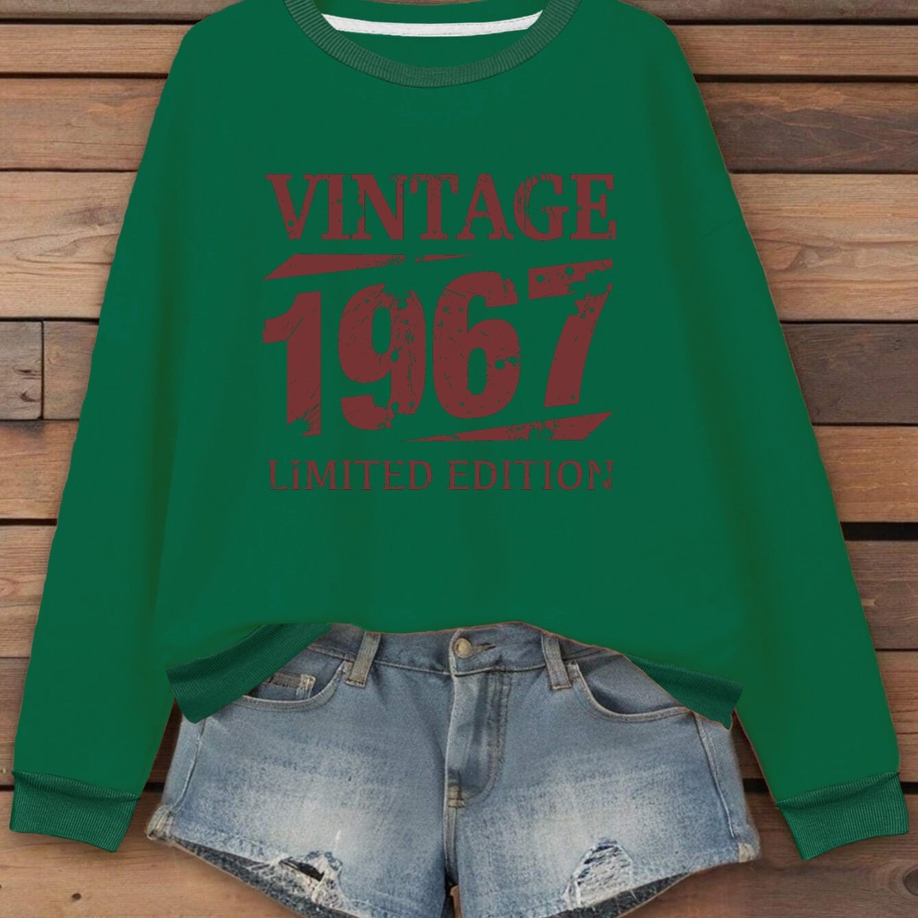 TEMU Edition Vintage 1967 Graphic Print Sweatshirt, Crew Neck Casual Sweatshirt For Fall And Spring, Women's Clothing