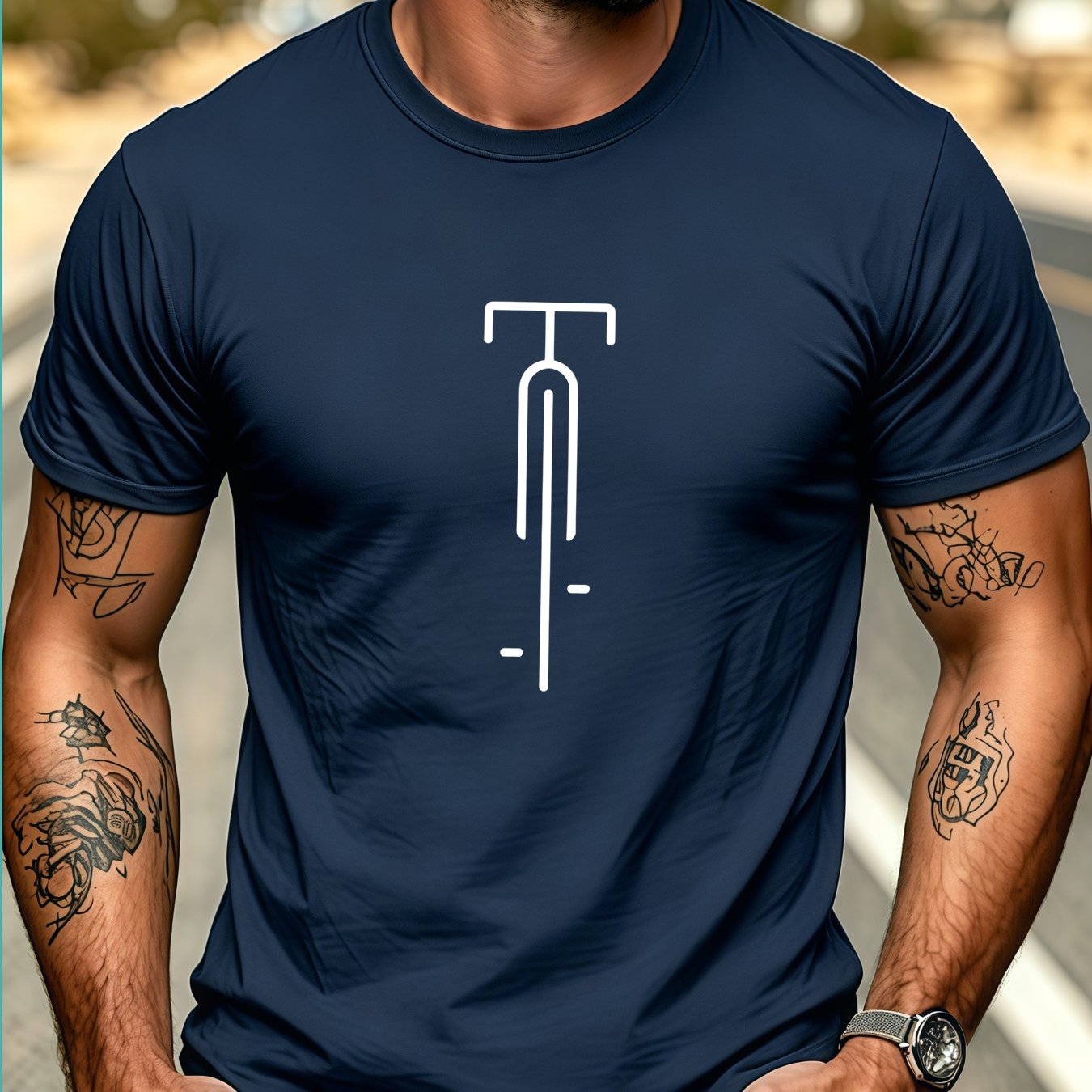 TEMU Heren T-shirt met losse pasvorm, ronde hals en korte mouwen, minimalistische lijntekening fietskunstprint, casual streetwear top geschikt voor
