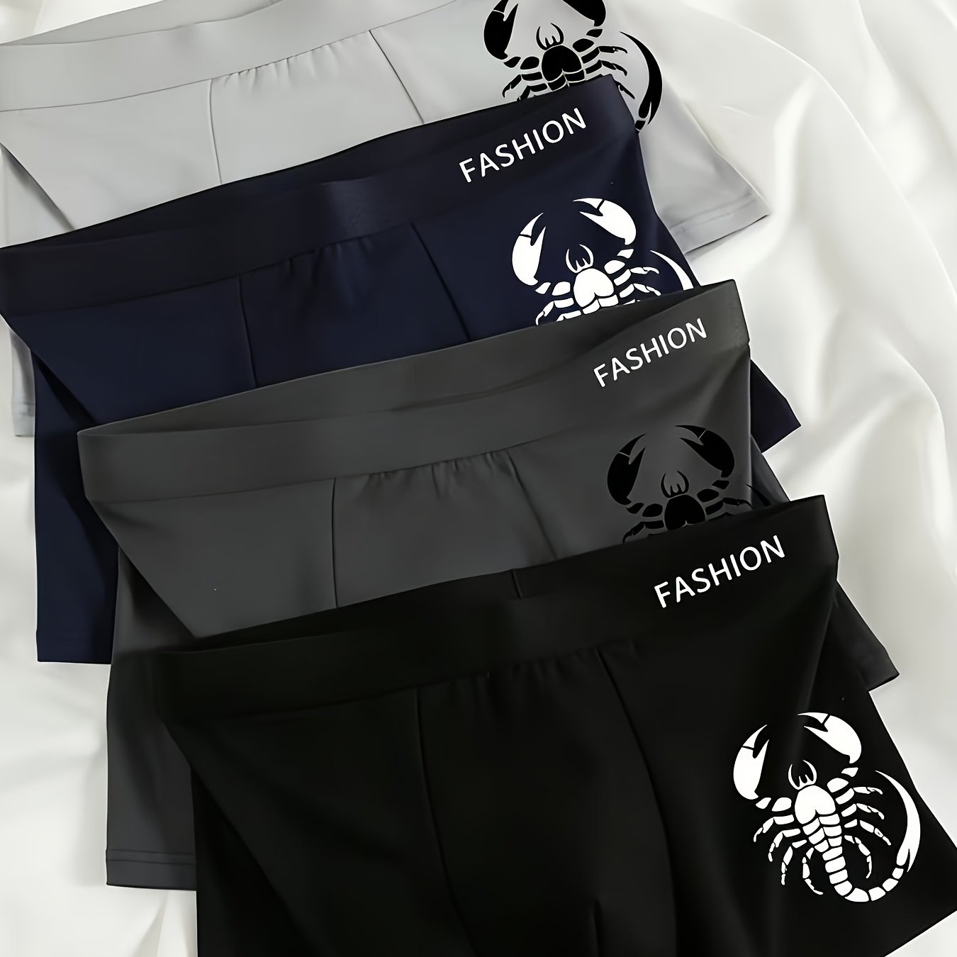 TEMU Random 4pcs Of This Men's Brief, Print Trendy And , 4 Tones Easy Yet Individual, Elastic Waistband Non-constricting. Wearing It Like A Gentle