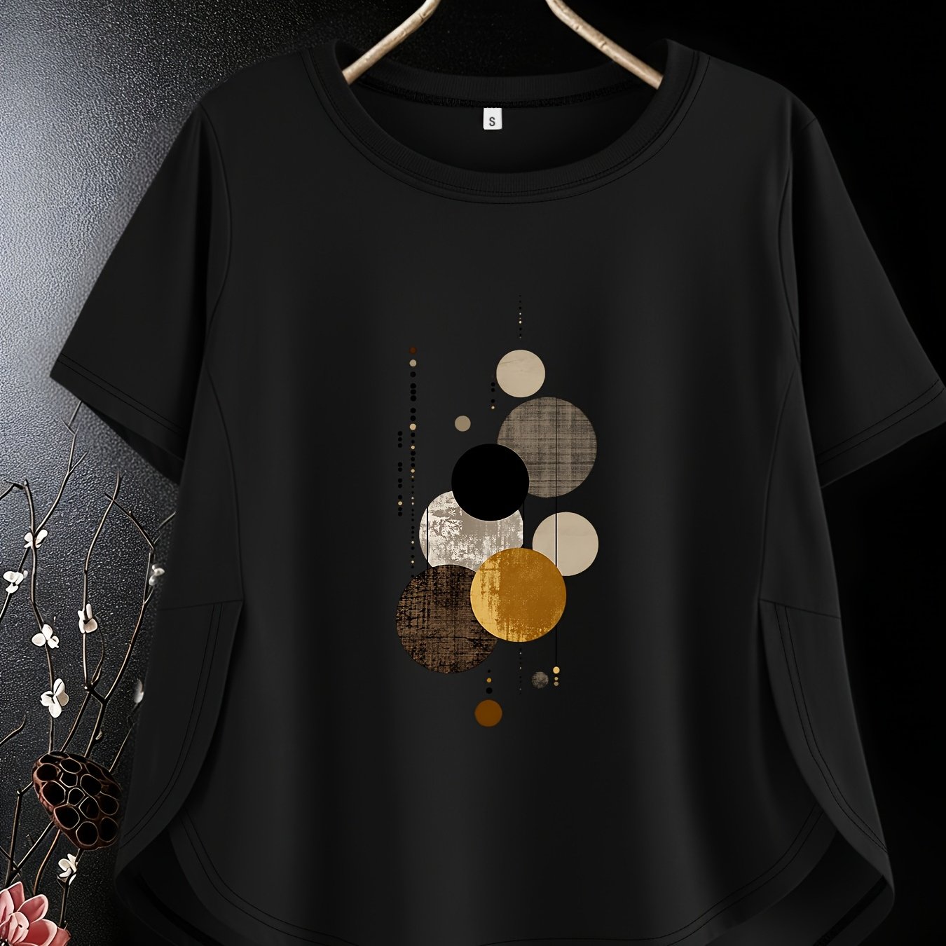 TEMU Women's Letter Print Crew Neck T-shirt | Casual Short Sleeve, Breathable And Skin-friendly, Machine Washable, Ideal For