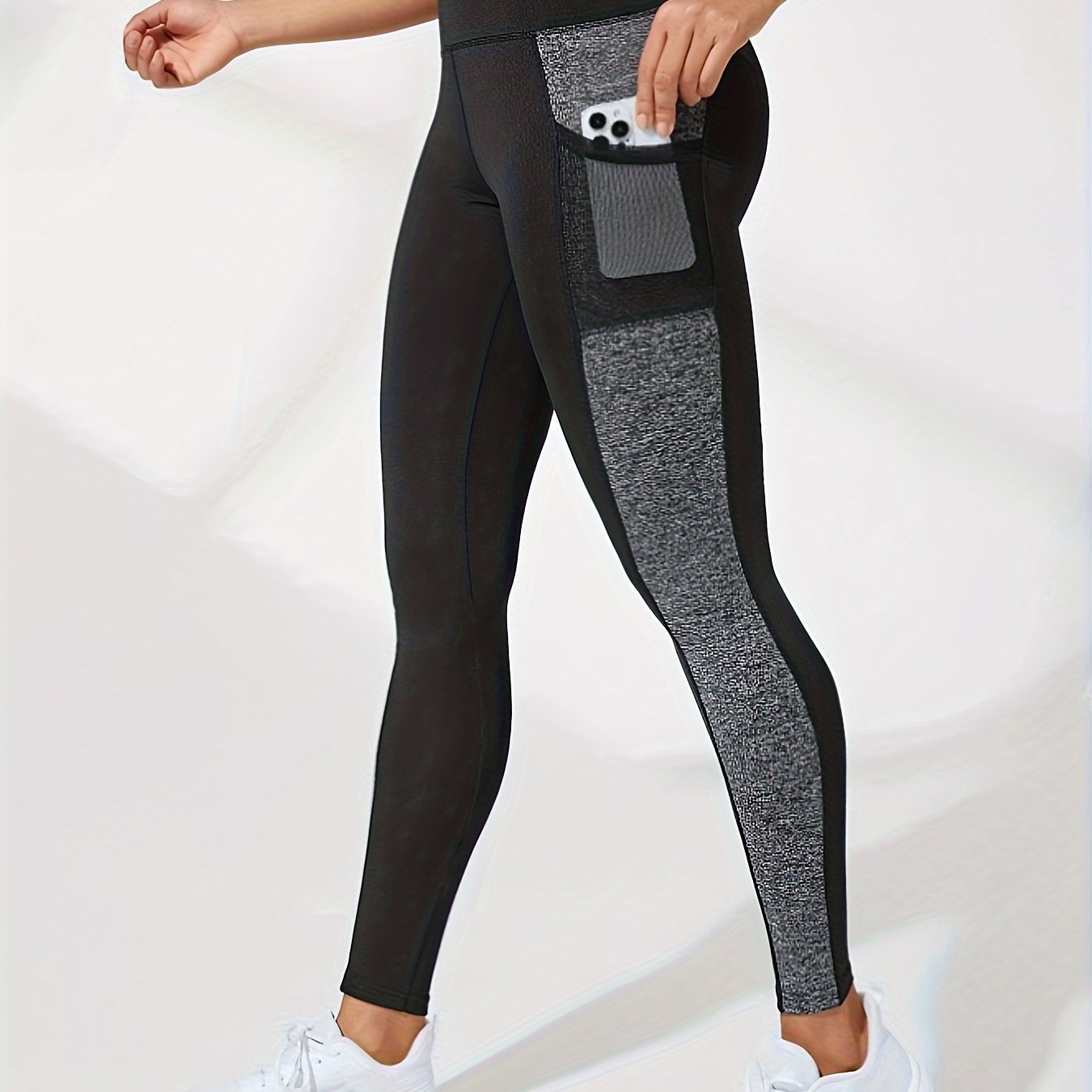 Image of New Cross-border European And American Women's High-waisted Hip-lifting Tight-fitting Sports Pants Fashionable And Versatile Mesh Pants Color-blocking Spliced Sports Leggings