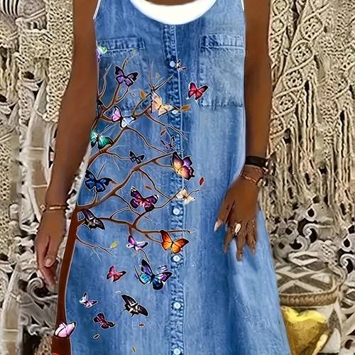 sleeveless jumpsuit dress casual tank dress with random prints for spring and summer womens clothing
