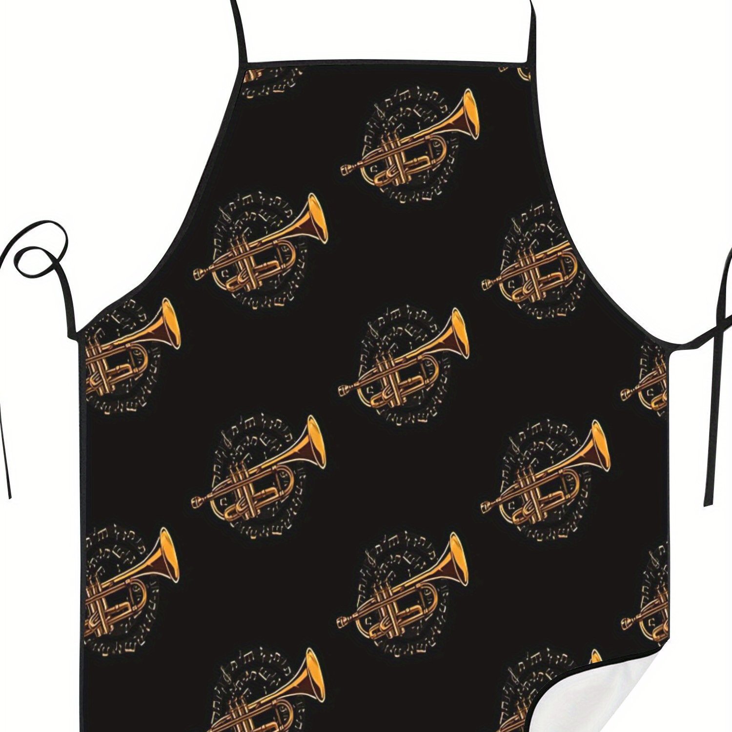 TEMU Men' Trumpet Musician Apron With Trumpet Print - Adjustable Musical Instrument For Musicians, Chefs & Trumpeters - Unique Gift For , Teachers,