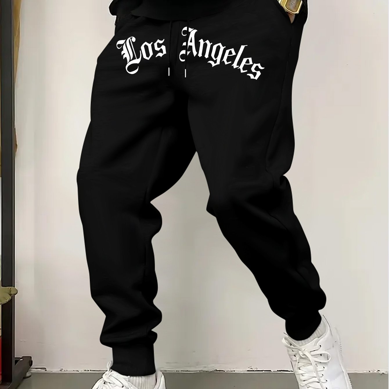 TEMU Trendy And Stylish Printed Men's Casual Trousers With Elastic Waist