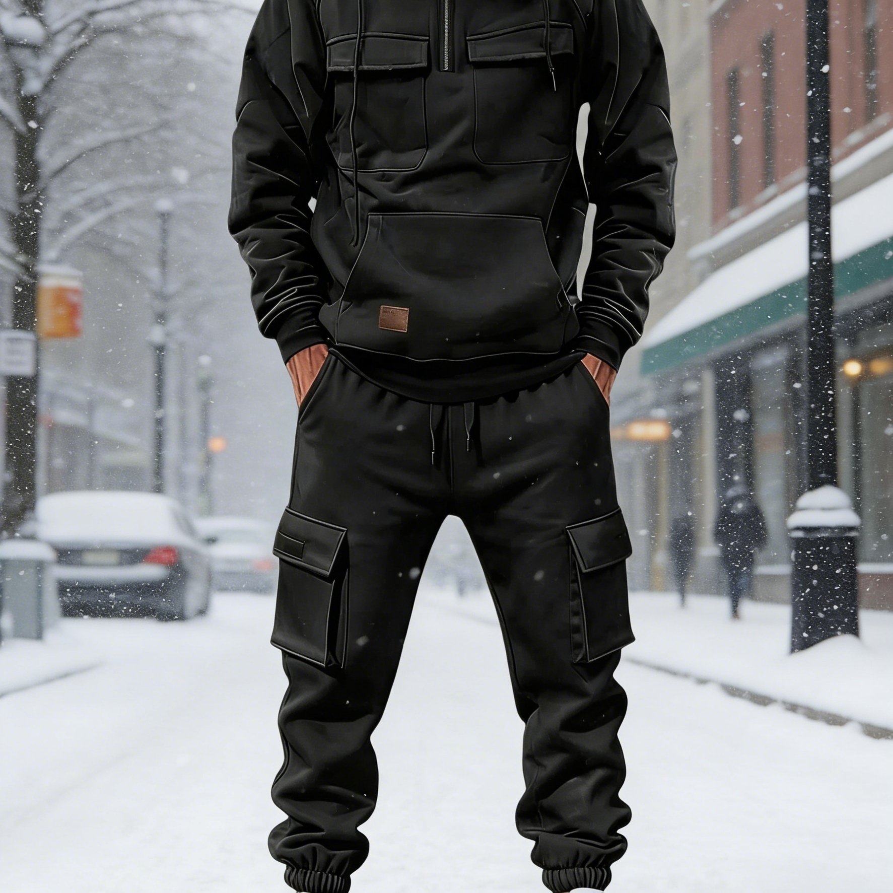 TEMU Streetwear Set, Casual Versatile Hooded Sweatshirt And Long Pants 2pcs Set