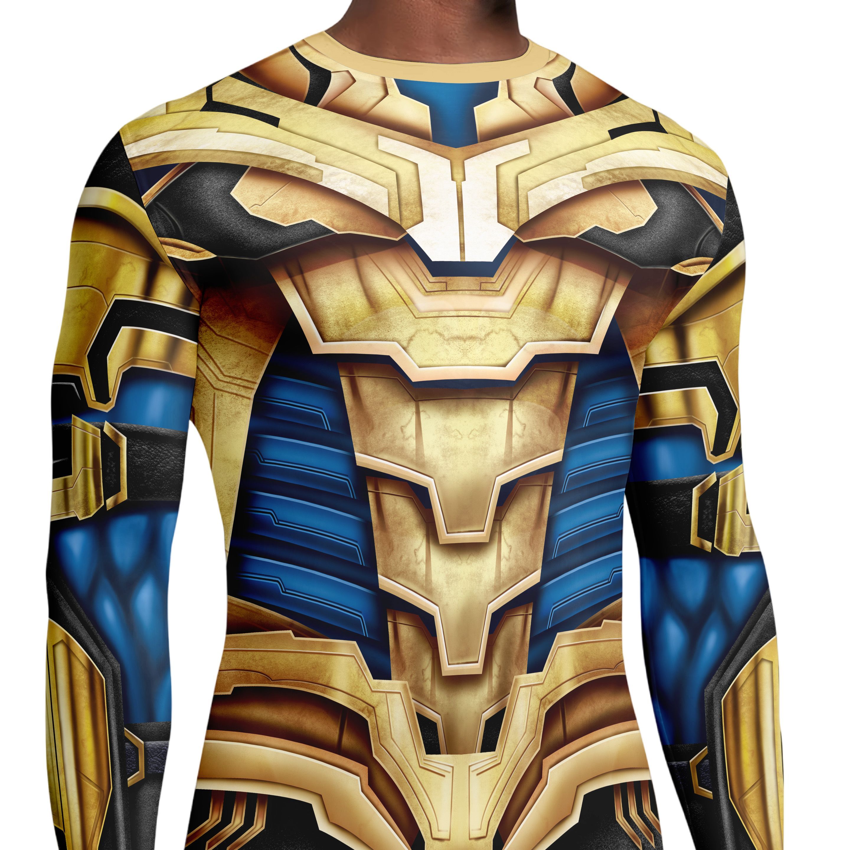 TEMU Men's Long Sleeve Athletic Compression Shirt, Armor Cosplay 3d Printed T-shirt, Fit For Gym Running & Outdoor Activities, Workout Accessories