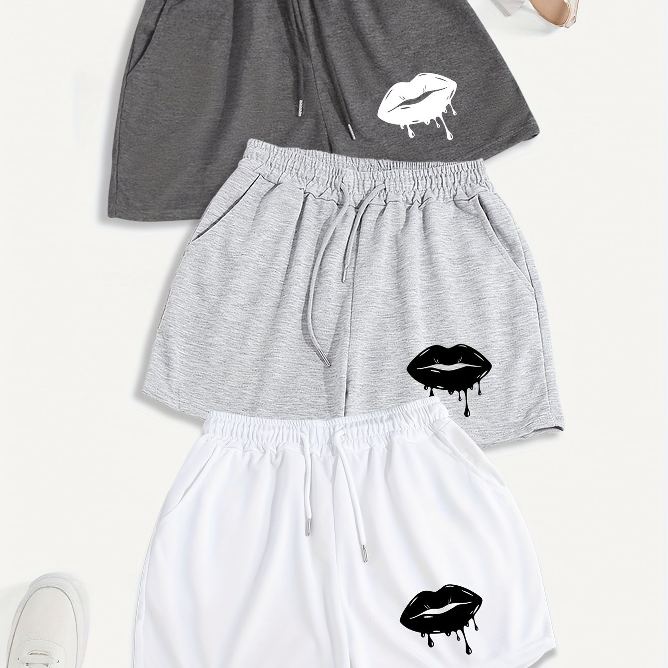 TEMU 3pcs Drawstring Shorts, Casual Shorts, Women's Clothing