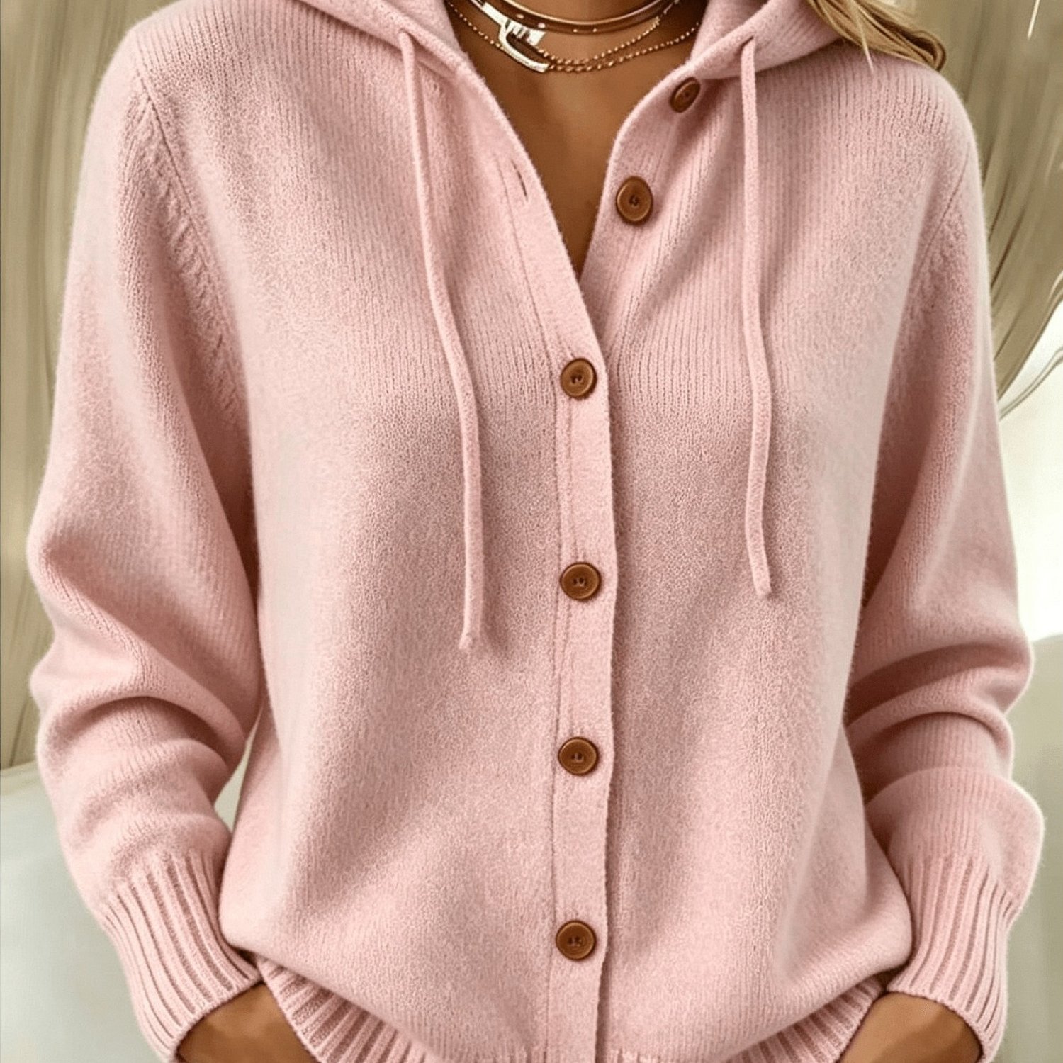 TEMU Women's Hooded Button- Cardigan Sweater, Loose Casual Fall Winter Outerwear