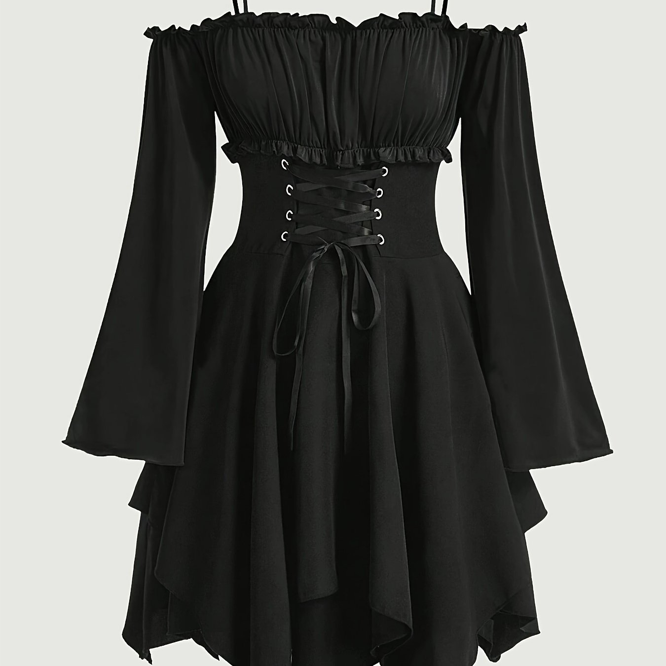 Elegant Off-shoulder Tie-waist Midi Dress - Solid Color, Flowy A- For Women, Perfect For Spring/summer/fall