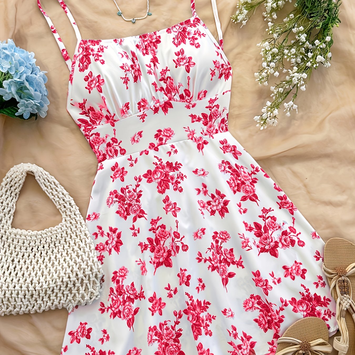 TEMU An Elegant Vacation-style Backless Dress For Women, Featuring A Sexy Fitted Off-shoulder Design With A Short Skirt And Straps