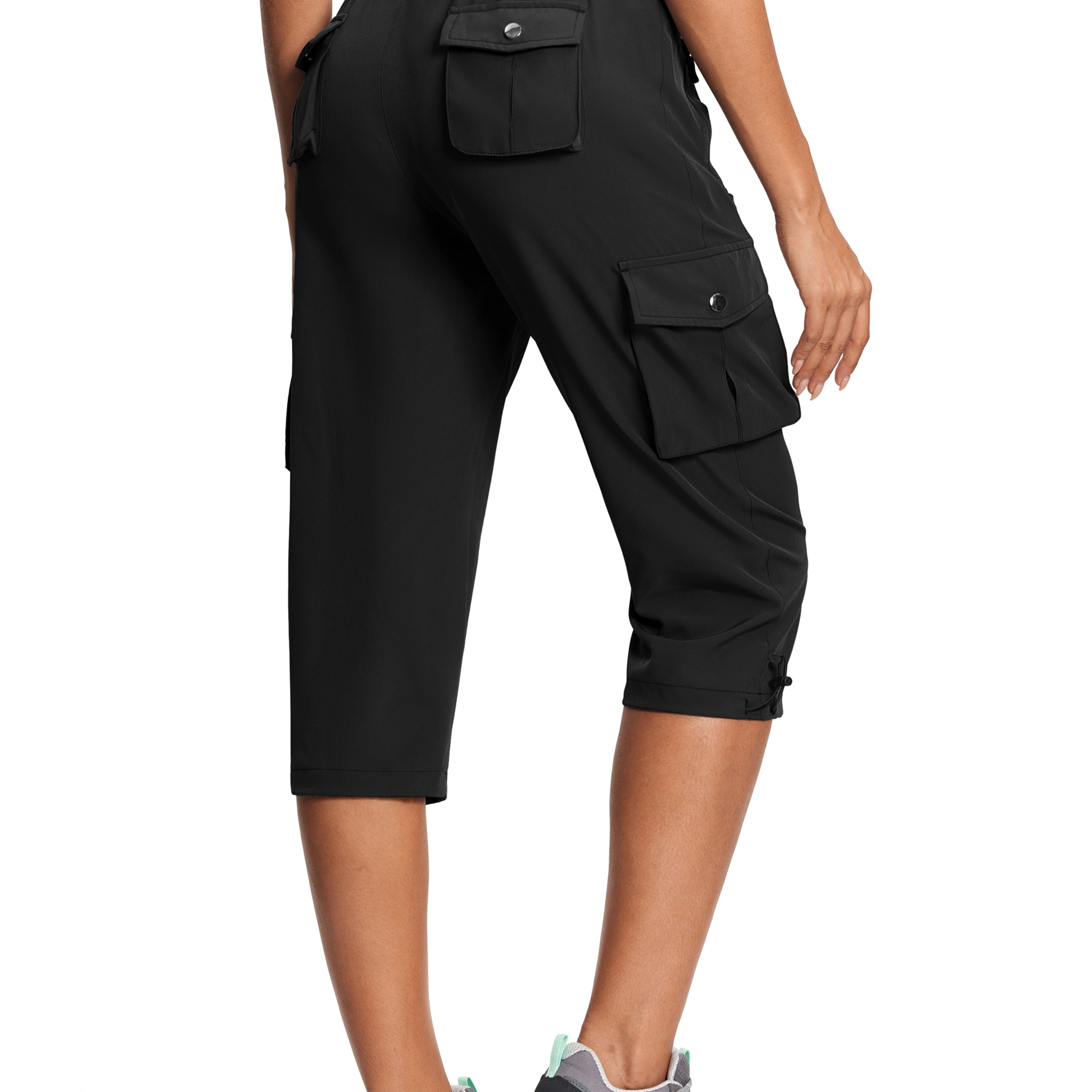 Image of Women's Cargo Capri Pants High Waist With Lifting Pockets Lightweight Comfortable Perfect For Outdoor Travel