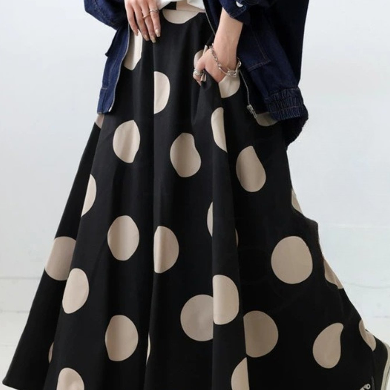 TEMU Ladies' Skirts, Polka Dot Skirts, Elegant, Versatile, High-waisted, Casual, Skirts