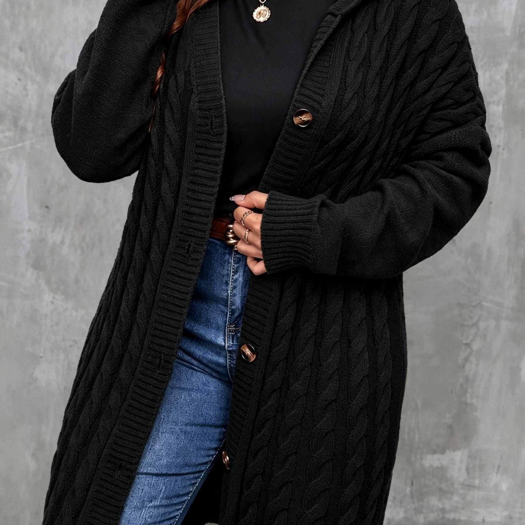 TEMU Plus Size, Plus Size – Plus Size – Plus Size Hooded Cardigan Sweater