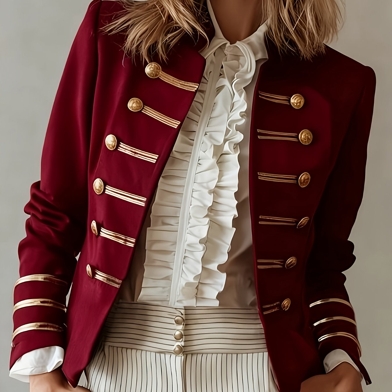 E-shop -Blazer mit goldenen gestreiften Knöpfen, geeignet für den , Weihnachten, Neujahr, Neujahrsfeier, Partys, Valentinstag und . YTD Cherry
