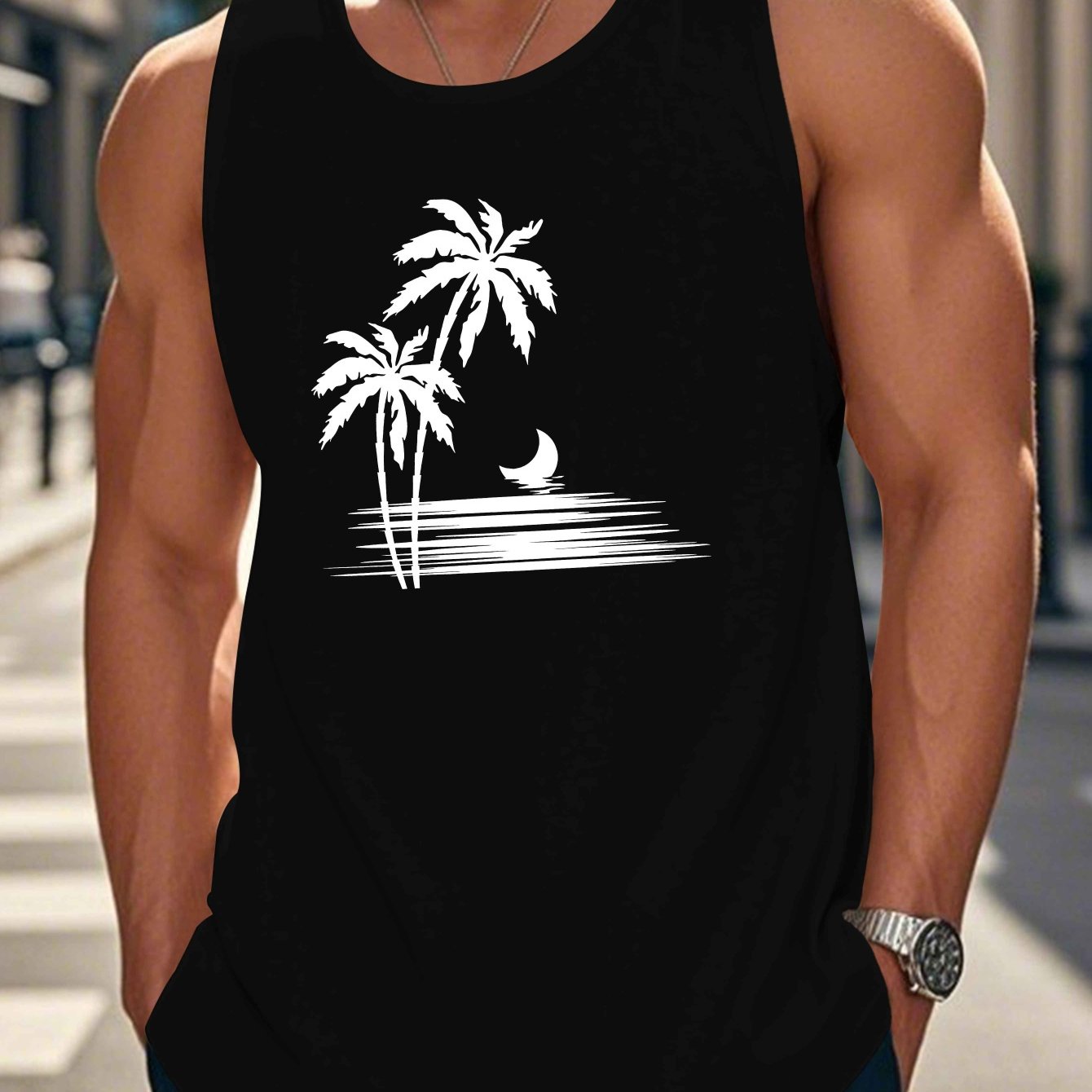 TEMU [print Design-not Textured] Print Vest Men's Summer Creative Regular Tank Top Athletic Top Casual New Style, Trendy Men' Vest, Plus Size