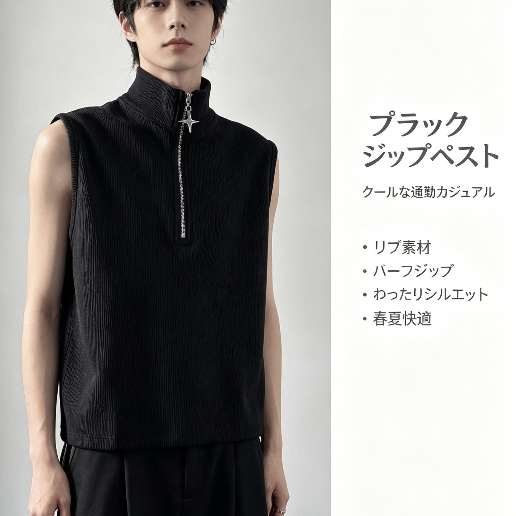 TEMU 【高見え】カップル向け オリジナルデザイン スターゾิปパー ノースリーブ トップス