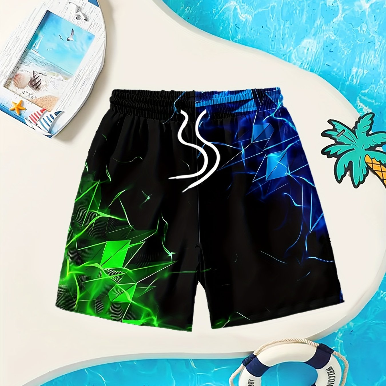 Image of Comfortable And Creative Patterned Shorts For Boys, Perfect For Summer Outdoor Leisure And Quick-drying. For Beach Vacations During The Summer., Perfect For Outdoor