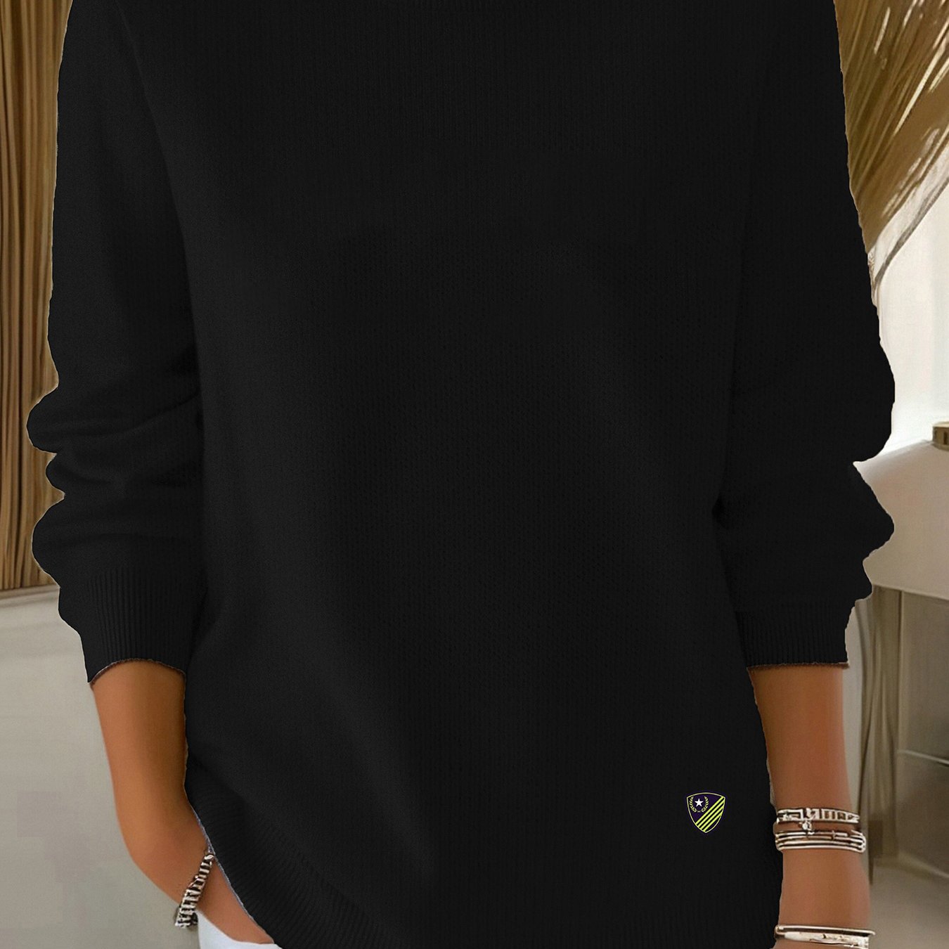 TEMU casual da donna - a maniche lunghe , top elasticizzato e confortevole, lavare a /lavare , design texturizzato, tessuto resistente, , texture