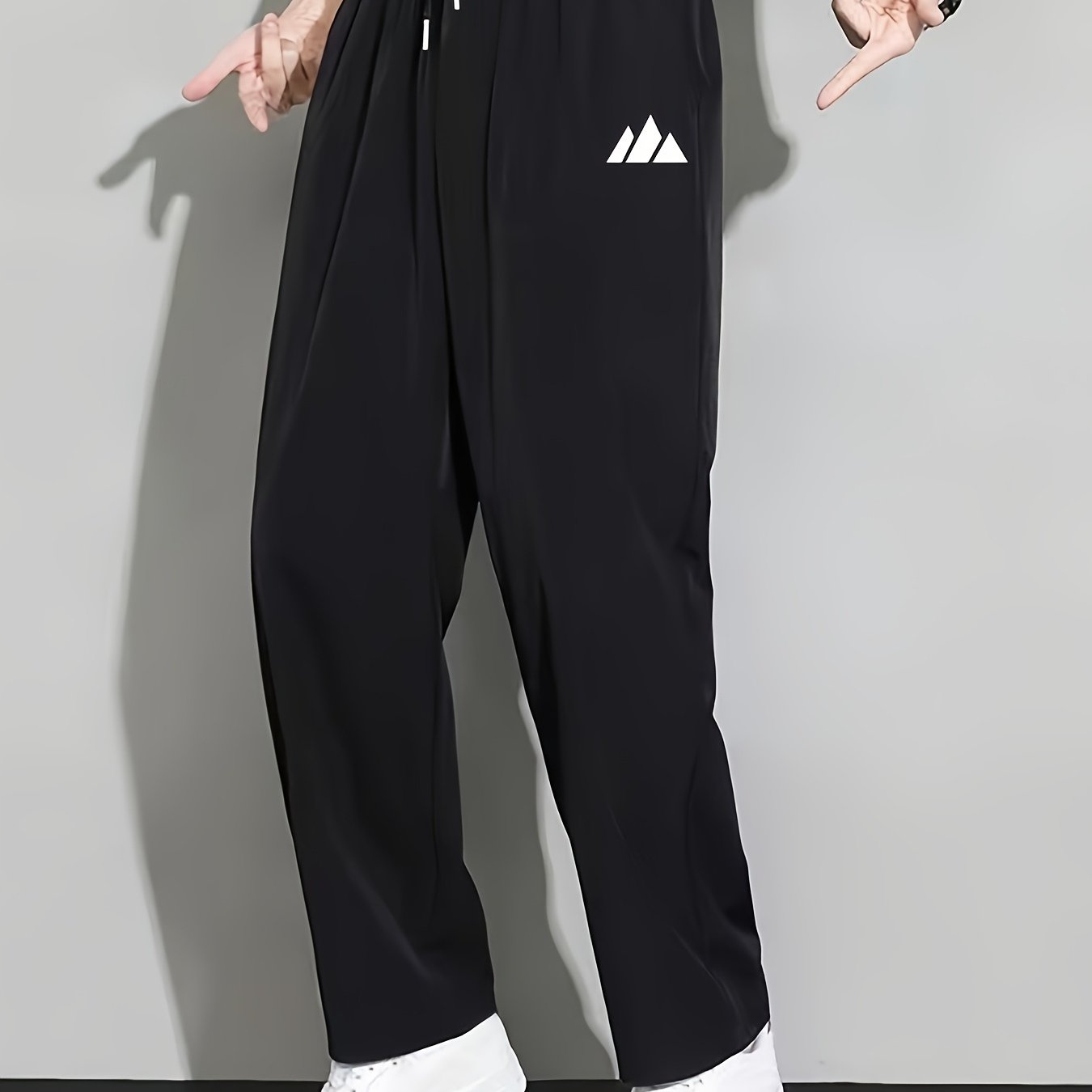 TEMU 【商品名】夏 速乾 カジュアル アスレチック トレンディ ファッション プリント柄 ストレート ロングパンツ