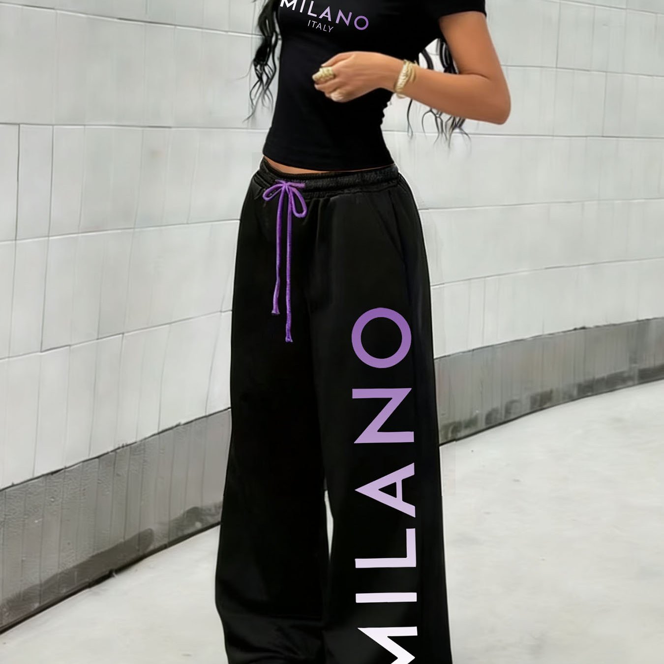 TEMU Y2 Style Set: Street Dance Print Sweatpants, Loose-fitting Waistband Pants, And Short-sleeved Shirts