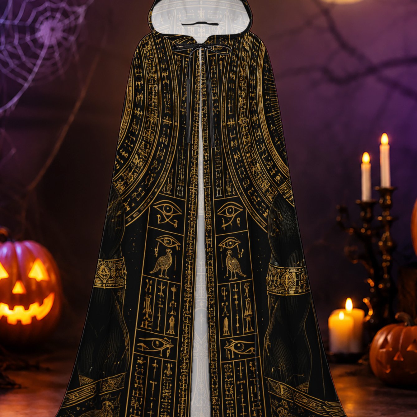 TEMU 1pc, Classic Horror Cape With Ancient Egyptian Pattern, Robe For Halloween Cosplay, Christmas Roleplay And Themed Entertainment Shows