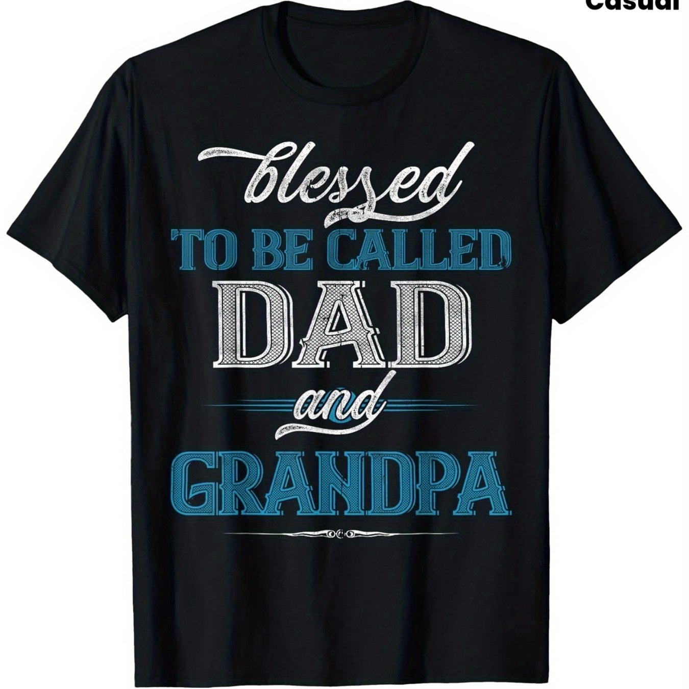 TEMU 1pc Men's Funny Blessed To Be Called For Dad Grandpa T-shirt Short Sleeve Casual Round Neck Shirt With Full Size Comfortable Father's Day Gift